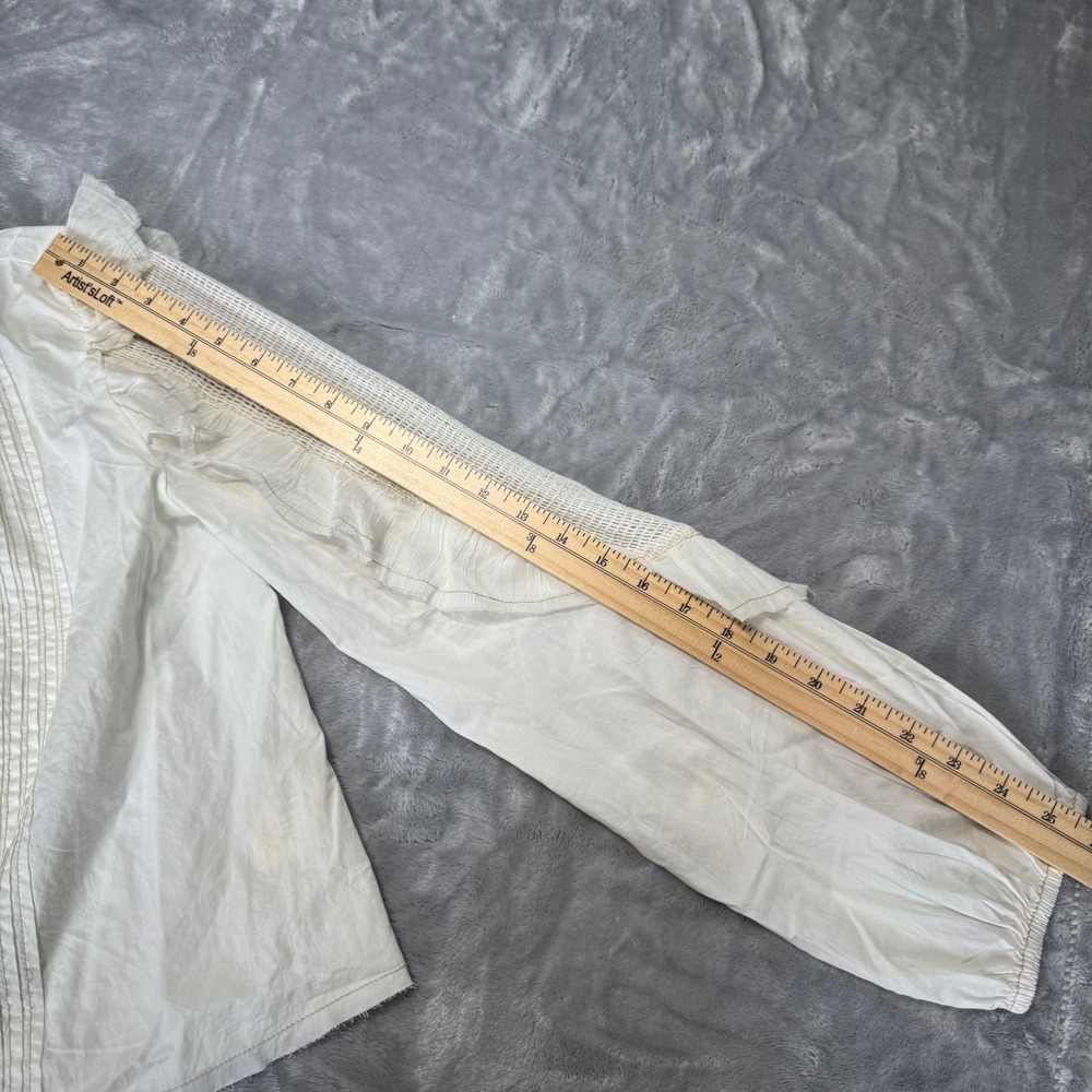 We The Free Free People White Eyelet Lace Ruffle Button Down Medium - Picture 9 of 11